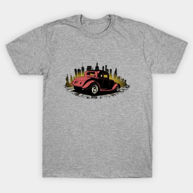 34 Ford with City Skyline, red T-Shirt by ZoeysGarage